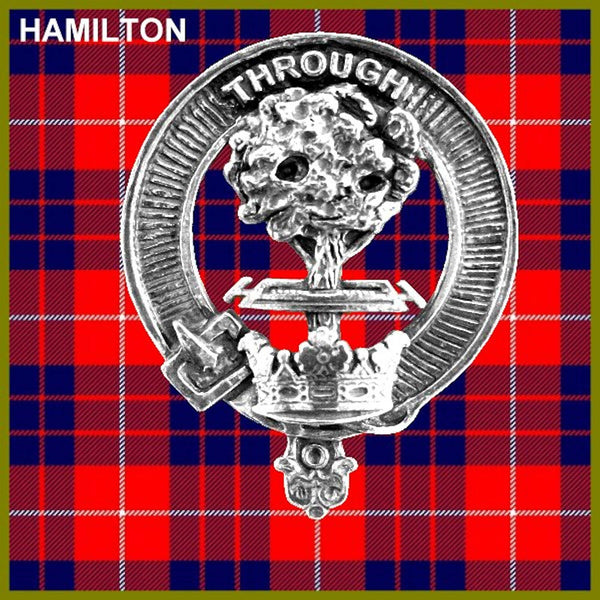 Hamilton 5oz Round Scottish Clan Crest Badge Stainless Steel Flask