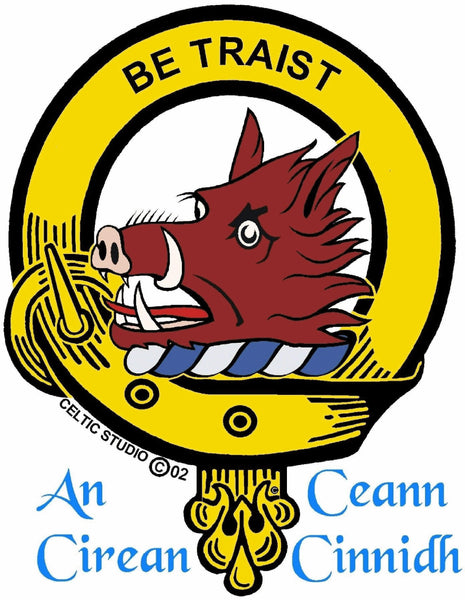Innes 5 oz Round Clan Crest Scottish Badge Flask