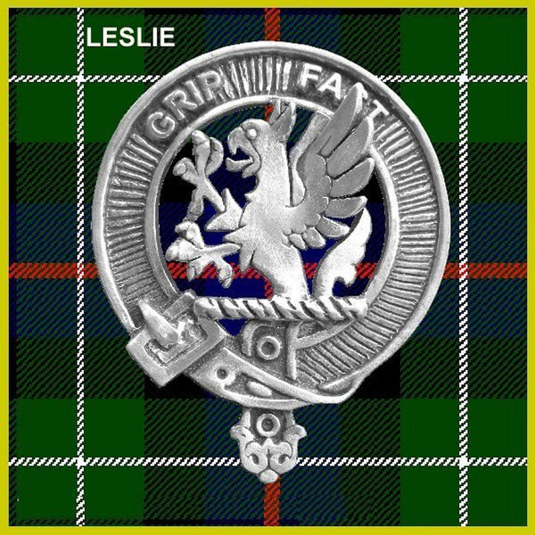 Leslie 5oz Round Scottish Clan Crest Badge Stainless Steel Flask