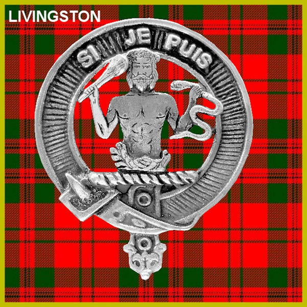 Livingston 5 oz Round Clan Crest Scottish Badge Flask