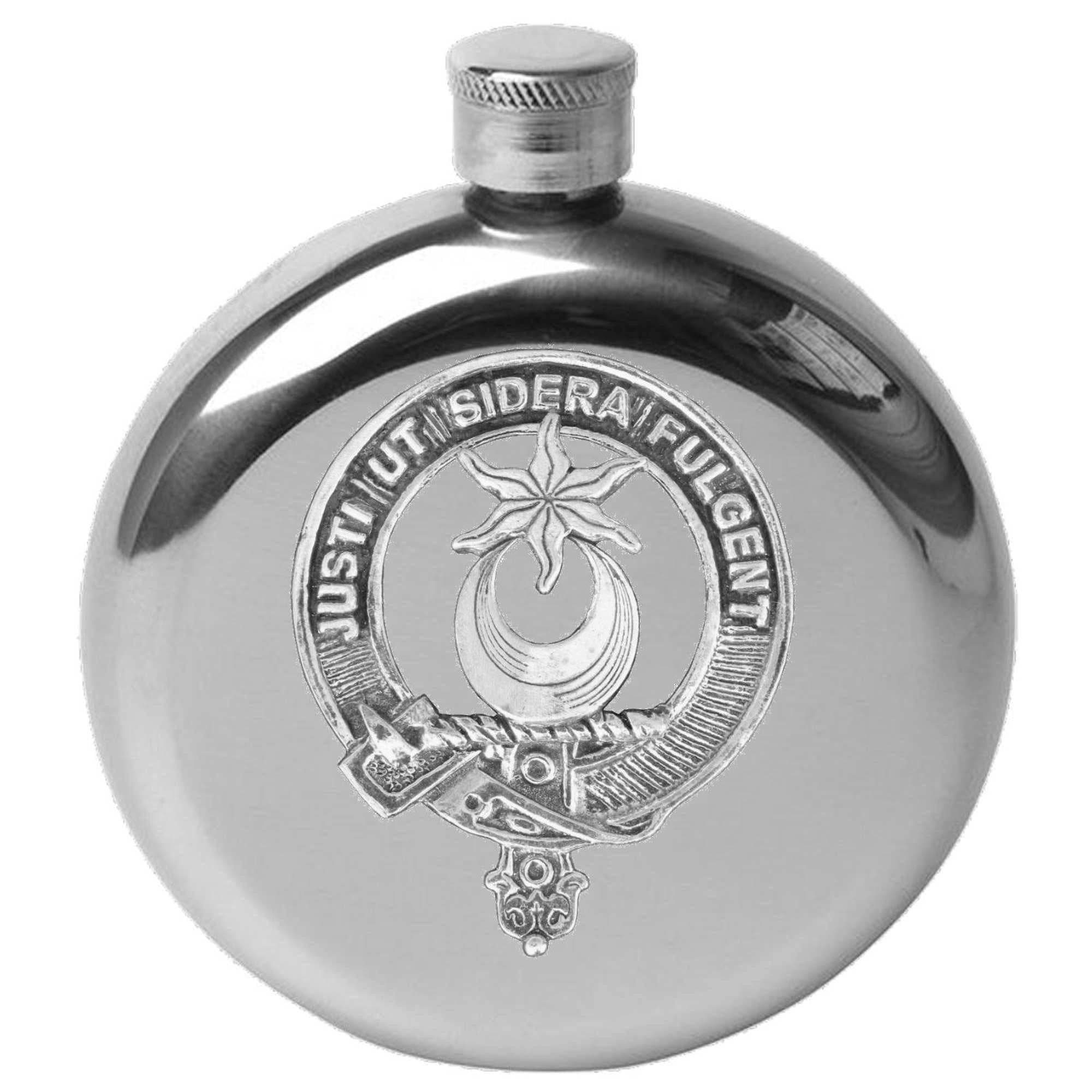 MacColl 5 oz Round Clan Crest Scottish Badge Flask