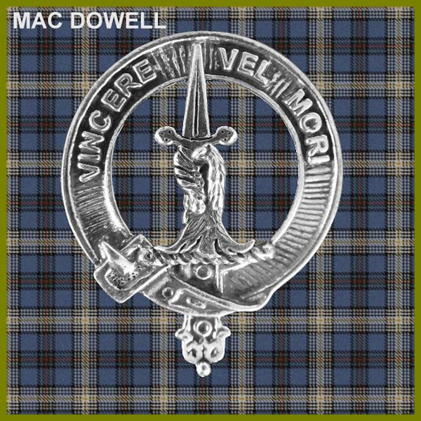 MacDowell 5 oz Round Clan Crest Scottish Badge Flask