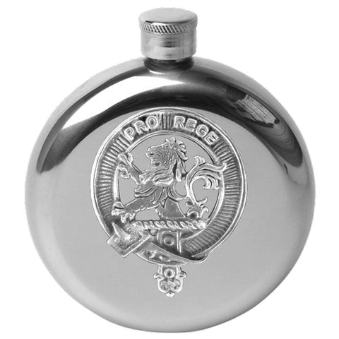 MacFie 5 oz Round Clan Crest Scottish Badge Flask