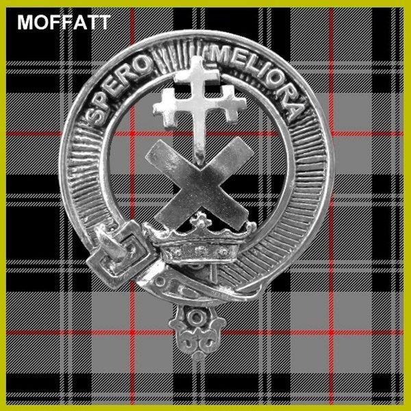 Moffatt 5 oz Round Clan Crest Scottish Badge Flask