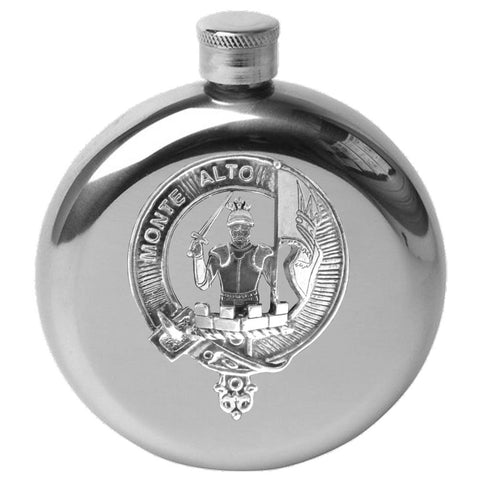 Mowat 5 oz Round Clan Crest Scottish Badge Flask
