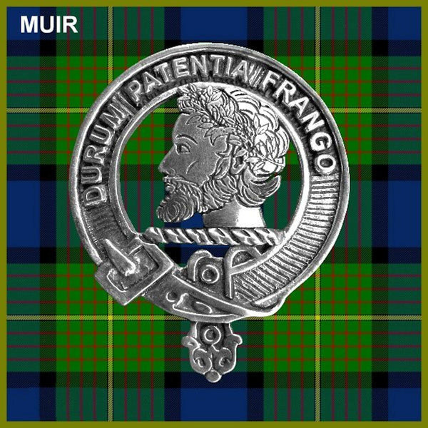 Muir 5 oz Round Clan Crest Scottish Badge Flask