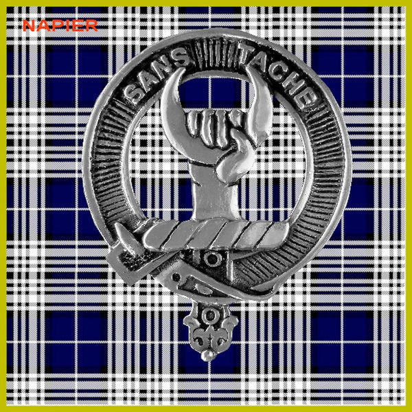 Napier 5 oz Round Clan Crest Scottish Badge Flask