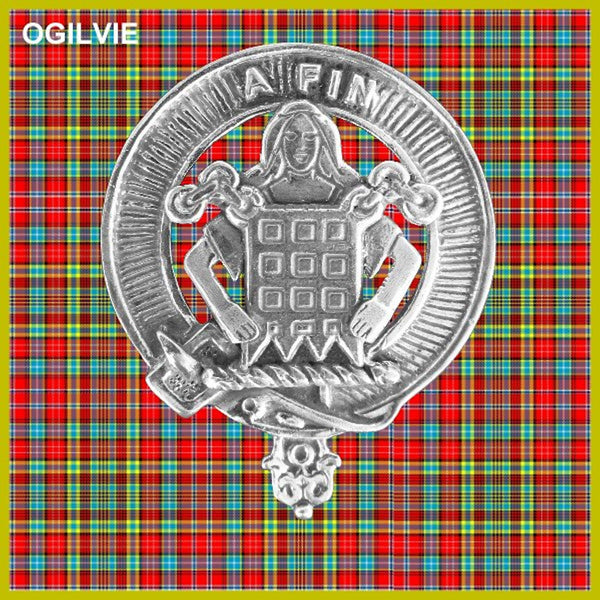 Ogilvie 5oz Round Scottish Clan Crest Badge Stainless Steel Flask