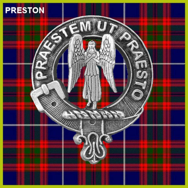 Preston 5 oz Round Clan Crest Scottish Badge Flask