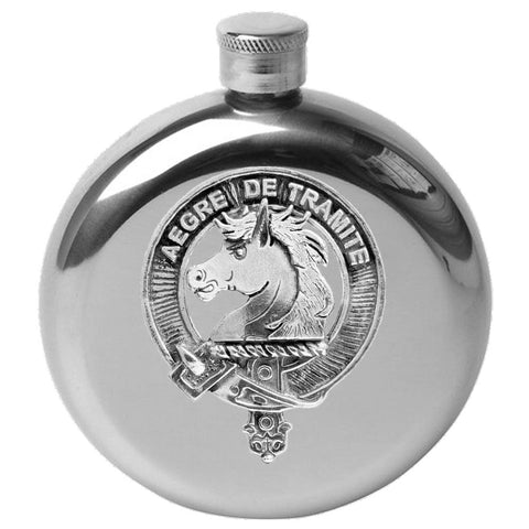 Tait 5 oz Round Clan Crest Scottish Badge Flask