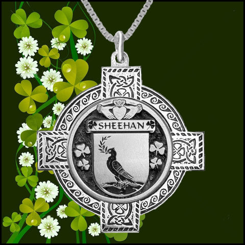 Sheehan Irish Coat of Arms Celtic Cross Pendant ~ IP04