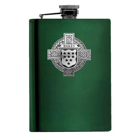 Bailey Irish Celtic Cross Badge 8 oz. Flask Green, Black or Stainless