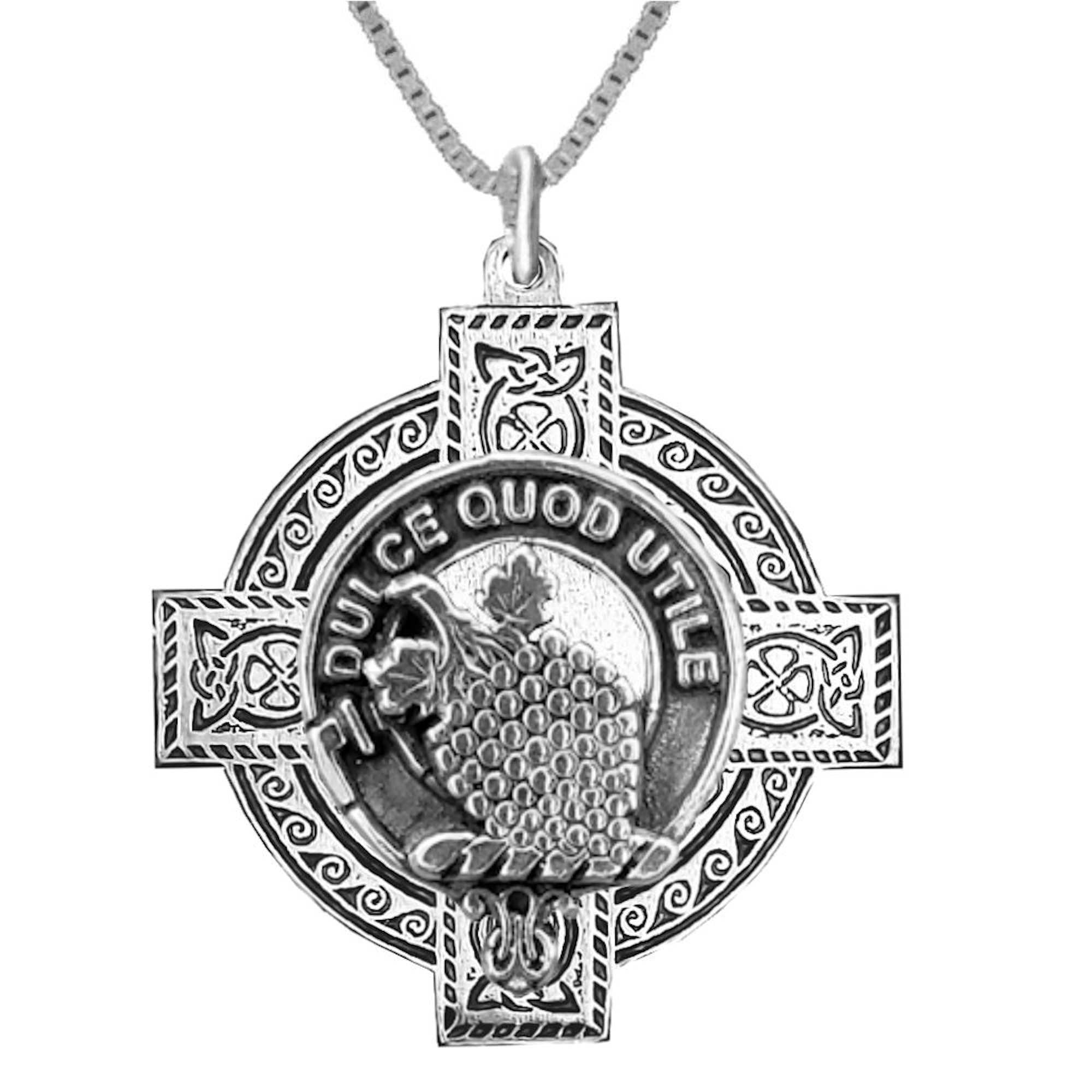 Strang Clan Crest Celtic Cross Pendant Scottish ~ CLP04