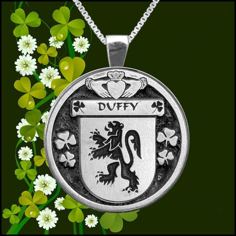 Duffy Irish Coat of Arms Disk Pendant, Irish