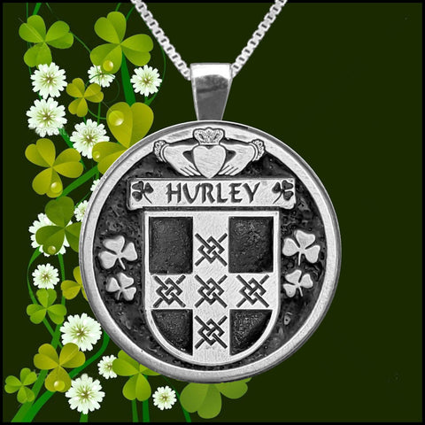 Hurley Irish Coat of Arms Disk Pendant, Irish