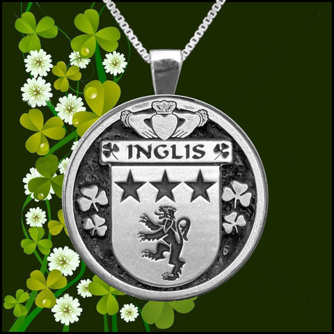Inglis Irish Coat of Arms Disk Pendant, Irish