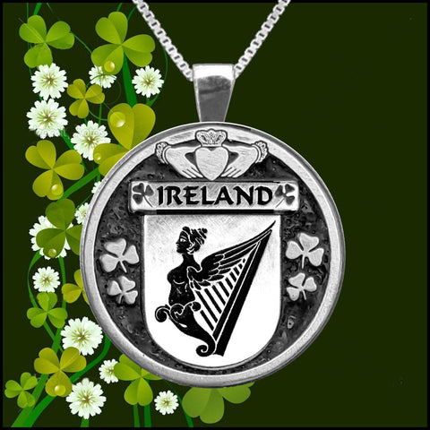 Ireland Coat of Arms Disk Pendant, Irish