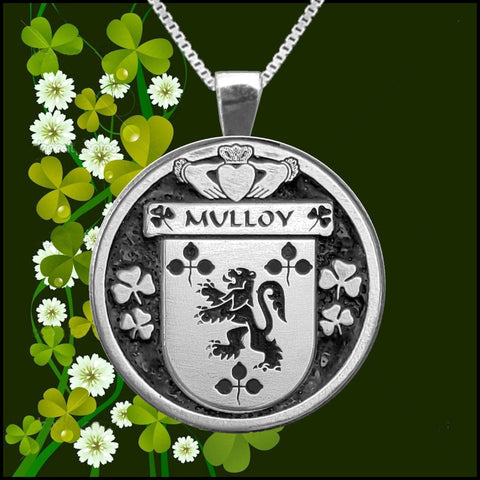 Mulloy Irish Coat of Arms Disk Pendant, Irish