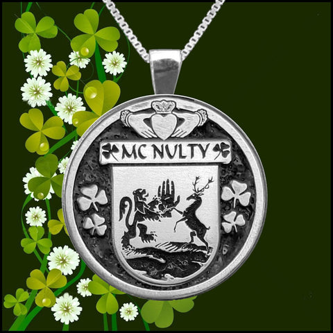 McNulty Irish Coat of Arms Disk Pendant, Irish