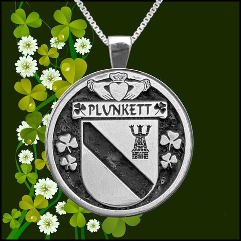 Plunkett Irish Coat of Arms Disk Pendant, Irish