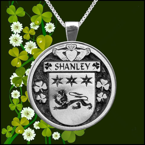 Shanley Irish Coat of Arms Disk Pendant, Irish