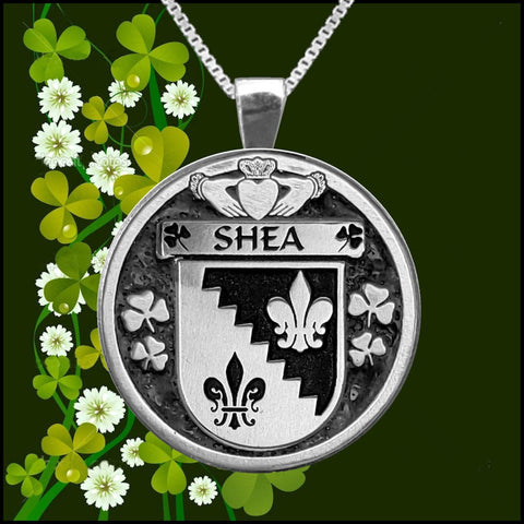 Shea Irish Coat of Arms Disk Pendant, Irish