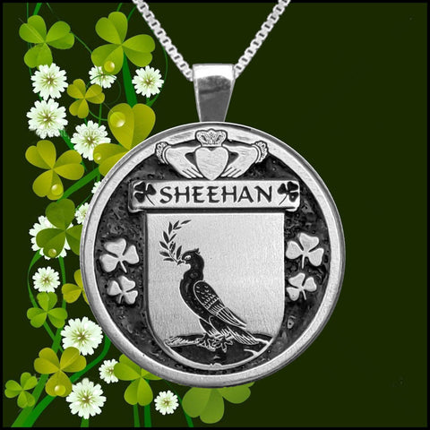 Sheehan Irish Coat of Arms Disk Pendant, Irish