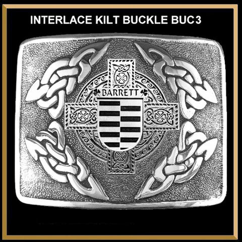 Barrett Irish Coat of Arms Interlace Kilt Buckle