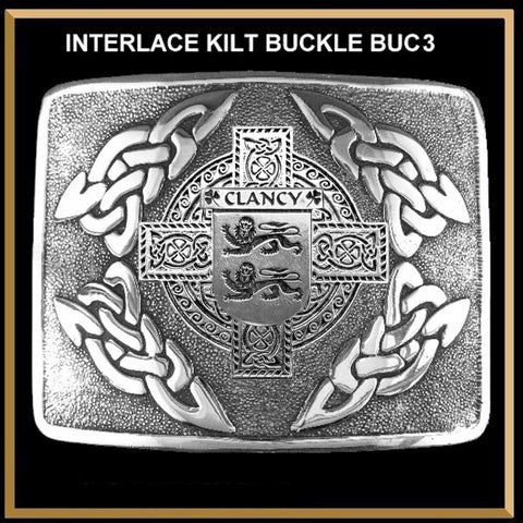 Clancy Irish Coat of Arms Interlace Kilt Buckle