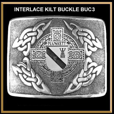 Plunkett Irish Coat of Arms Interlace Kilt Buckle