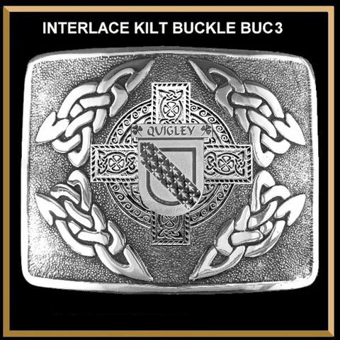 Quigley Irish Coat of Arms Interlace Kilt Buckle