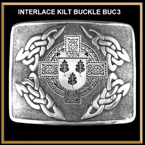 Tobin Irish Coat of Arms Interlace Kilt Buckle