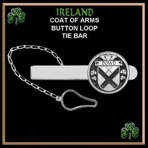 Dowd Irish Coat of Arms Disk Loop Tie Bar ~ Sterling silver