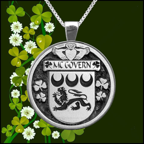 McGovern Irish Coat of Arms Disk Pendant, Irish