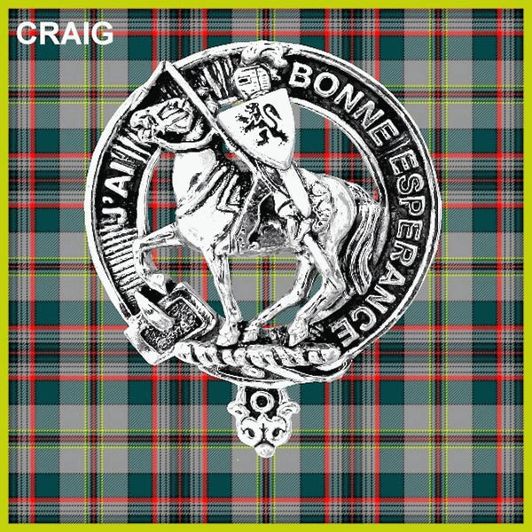 Craig Clan Badge Scottish Plaid Brooch