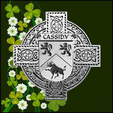 Cassidy Irish Coat of Arms Celtic Cross Badge