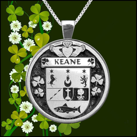 Keane Irish Coat of Arms Disk Pendant, Irish