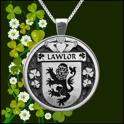 Lawlor Irish Coat of Arms Disk Pendant, Irish