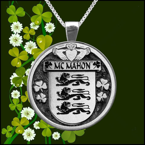 McMahon Irish Coat of Arms Disk Pendant, Irish