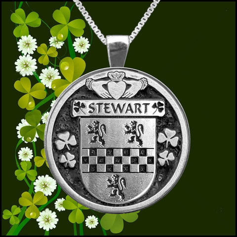 Stewart Irish Coat of Arms Disk Pendant, Irish