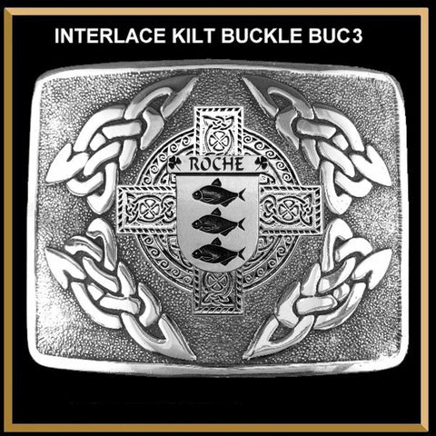 Roche Irish Coat of Arms Interlace Kilt Buckle