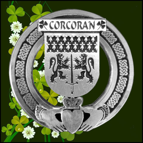 Corcoran Irish Claddagh Coat of Arms Badge