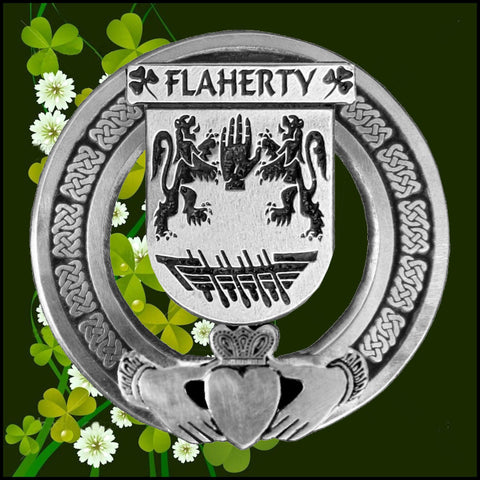Flaherty Irish Claddagh Coat of Arms Badge
