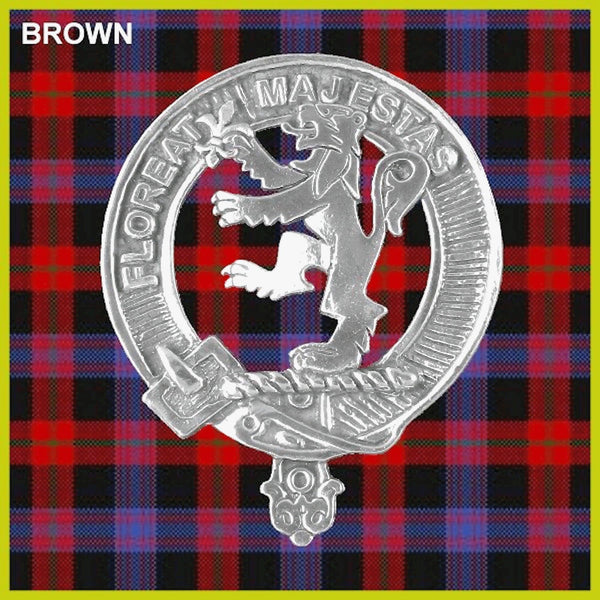 Brown Clan Badge Scottish Plaid Brooch