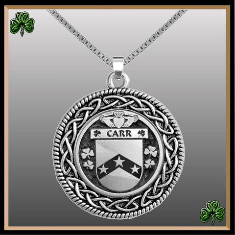 Carr Irish Coat of Arms Celtic Interlace Disk Pendant ~ IP06