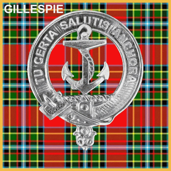 Gillespie Clan Badge Scottish Plaid Brooch