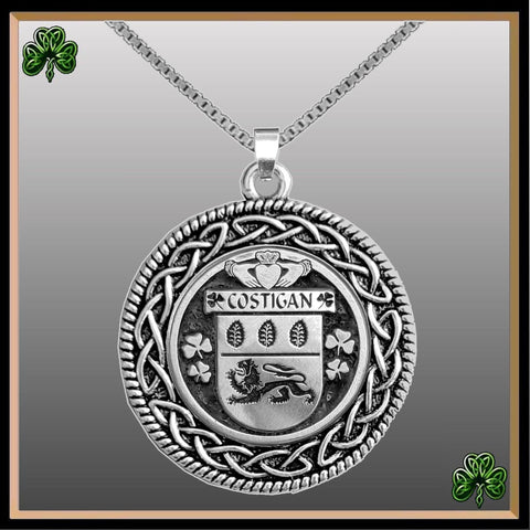 Costigan Irish Coat of Arms Celtic Interlace Disk Pendant ~ IP06