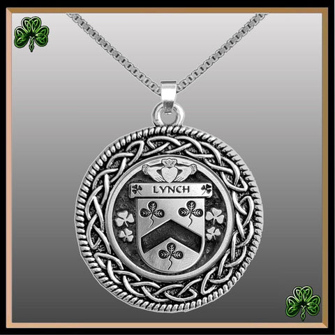 Lynch Irish Coat of Arms Celtic Interlace Disk Pendant ~ IP06