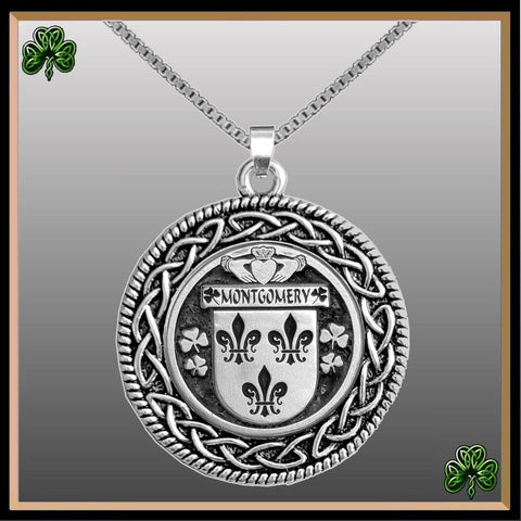 Montgomery Irish Coat of Arms Celtic Interlace Disk Pendant ~ IP06