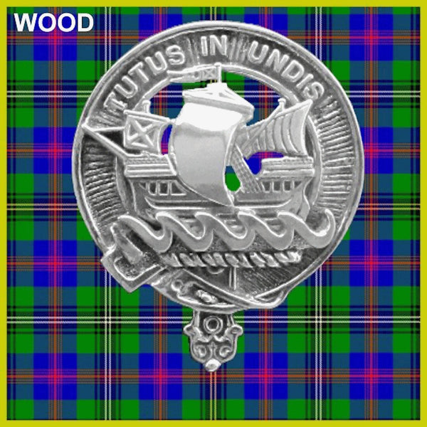 Wood  Clan Badge Scottish Plaid Brooch